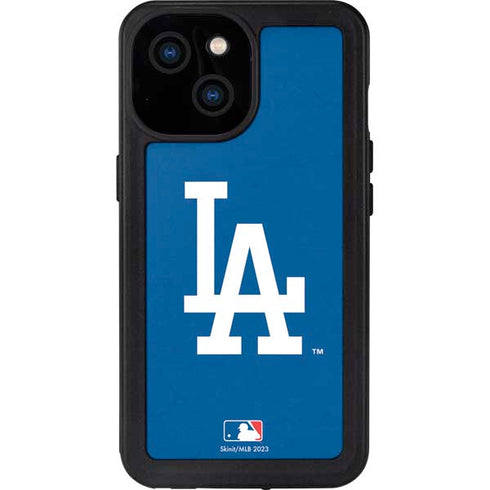 MLB Los Angeles Dodgers - Solid Distressed iPhone 15 Waterproof Case