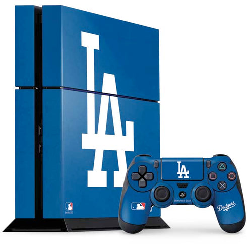 MLB Los Angeles Dodgers - Solid Distressed PS4 Console and Controller Bundle Skin