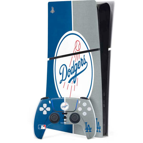 MLB Los Angeles Dodgers Split PS5 Slim Digital Edition Bundle Skin