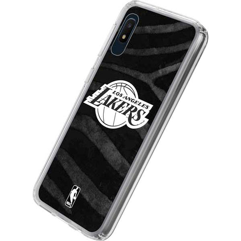 NBA Los Angeles Lakers Black Animal Print Galaxy A10e Clear Case