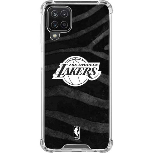 NBA Los Angeles Lakers Black Animal Print Galaxy A12 Clear Case