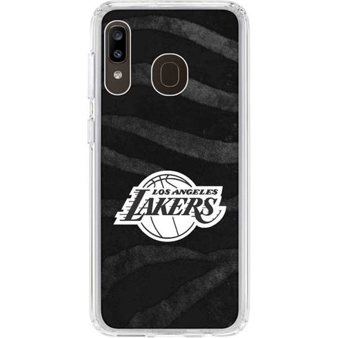 NBA Los Angeles Lakers Black Animal Print Galaxy A20 Clear Case
