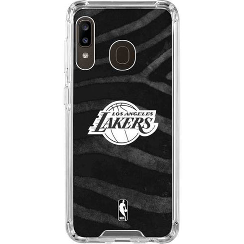 NBA Los Angeles Lakers Black Animal Print Galaxy A30 Clear Case