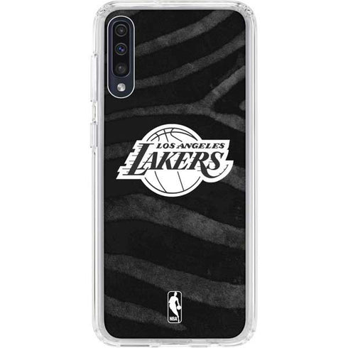 NBA Los Angeles Lakers Black Animal Print Galaxy A50 Clear Case