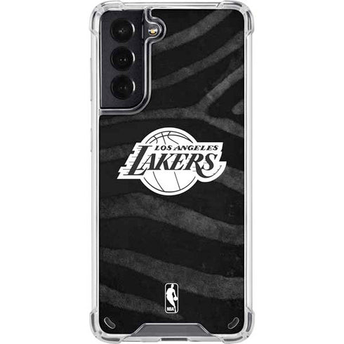 NBA Los Angeles Lakers Black Animal Print Galaxy S21 5G Clear Case