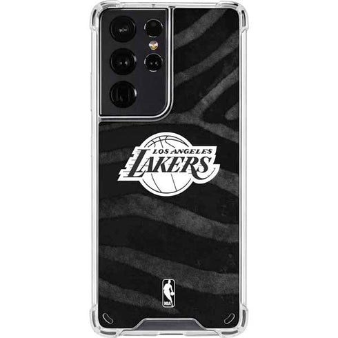 NBA Los Angeles Lakers Black Animal Print Galaxy S21 Ultra 5G Clear Case