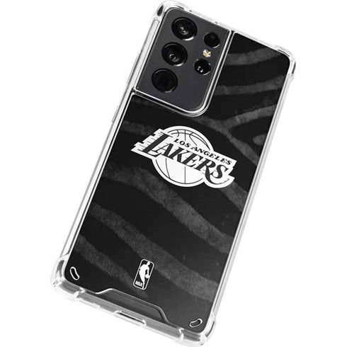 NBA Los Angeles Lakers Black Animal Print Galaxy S21 Ultra 5G Clear Case