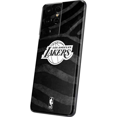 NBA Los Angeles Lakers Black Animal Print Galaxy S21 Ultra 5G Skin