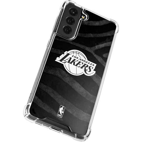 NBA Los Angeles Lakers Black Animal Print Galaxy S22 Clear Case