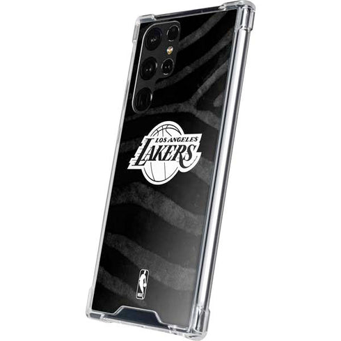 NBA Los Angeles Lakers Black Animal Print Galaxy S22 Ultra Clear Case