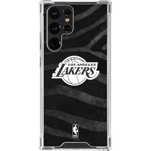 NBA Los Angeles Lakers Black Animal Print Galaxy S22 Ultra Clear Case