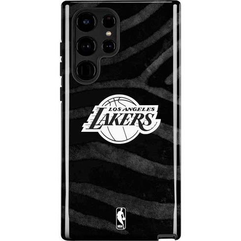 NBA Los Angeles Lakers Black Animal Print Galaxy S22 Ultra Pro Case