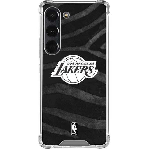 NBA Los Angeles Lakers Black Animal Print Galaxy S23 Clear Case