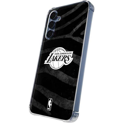 NBA Los Angeles Lakers Black Animal Print Galaxy S24 Clear Case