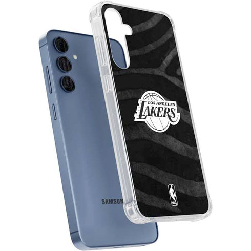 NBA Los Angeles Lakers Black Animal Print Galaxy S24 Clear Case