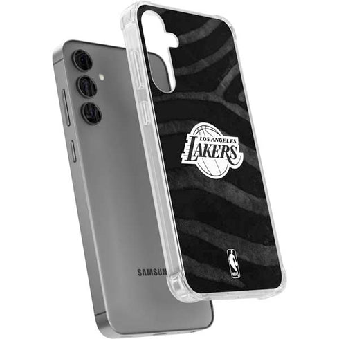 NBA Los Angeles Lakers Black Animal Print Galaxy S24 Plus Clear Case