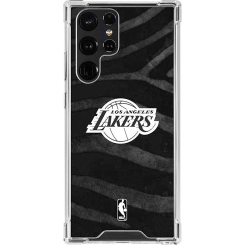 NBA Los Angeles Lakers Black Animal Print Galaxy S24 Ultra Clear Case