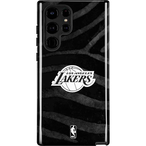 NBA Los Angeles Lakers Black Animal Print Galaxy S24 Ultra Impact Case