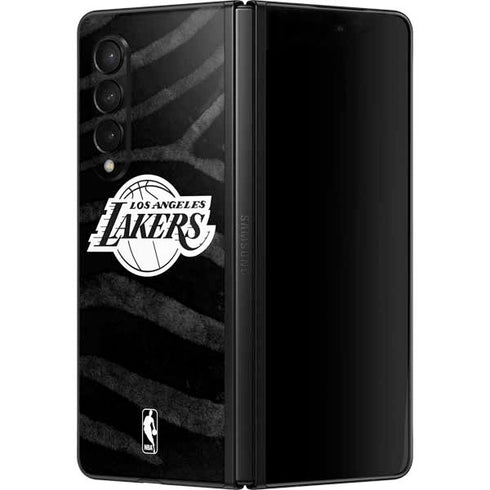 NBA Los Angeles Lakers Black Animal Print Galaxy Z Fold3 5G Skin