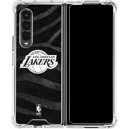 NBA Los Angeles Lakers Black Animal Print Galaxy Z Fold4 5G Clear Case