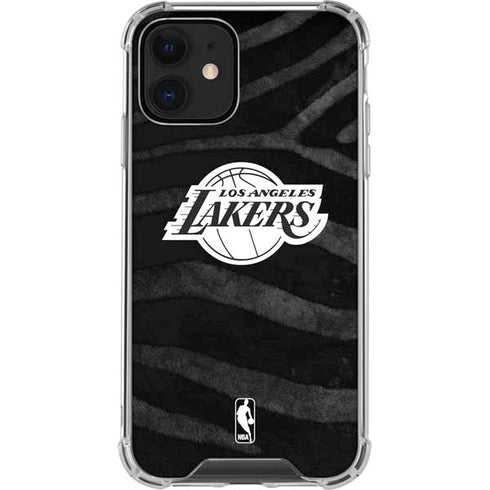 NBA Los Angeles Lakers Black Animal Print iPhone 12 Clear Case