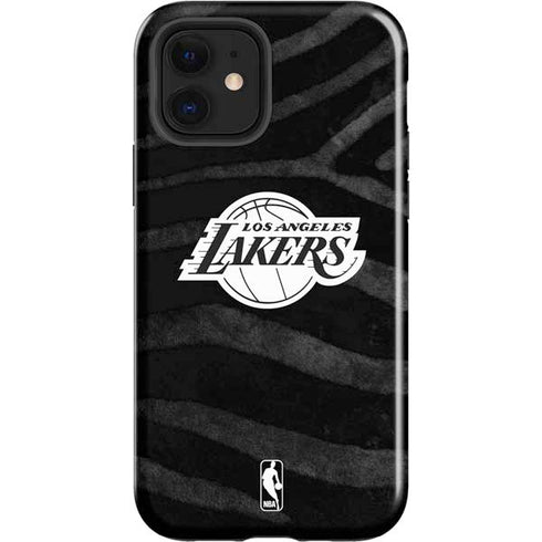 NBA Los Angeles Lakers Black Animal Print iPhone 12 Impact Case
