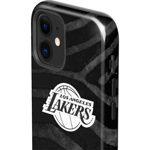 NBA Los Angeles Lakers Black Animal Print iPhone 12 Impact Case