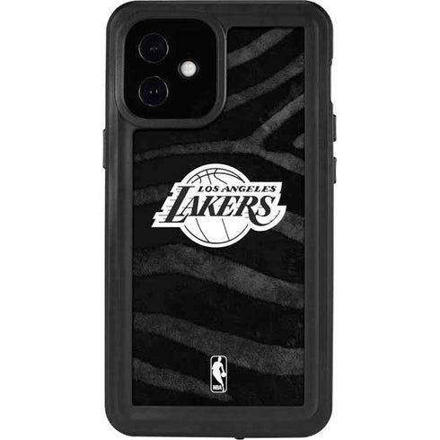 NBA Los Angeles Lakers Black Animal Print iPhone 12 Mini Waterproof Case