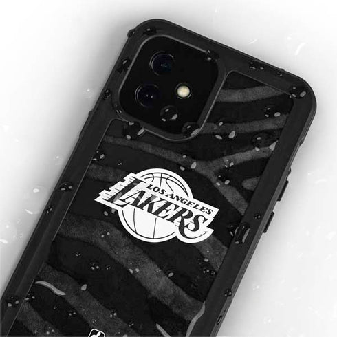 NBA Los Angeles Lakers Black Animal Print iPhone 12 Mini Waterproof Case