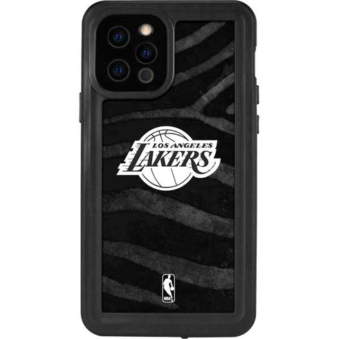 NBA Los Angeles Lakers Black Animal Print iPhone 12 Pro Waterproof Case