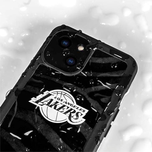 NBA Los Angeles Lakers Black Animal Print iPhone 13 Mini Waterproof Case