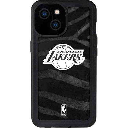 NBA Los Angeles Lakers Black Animal Print iPhone 13 Mini Waterproof Case