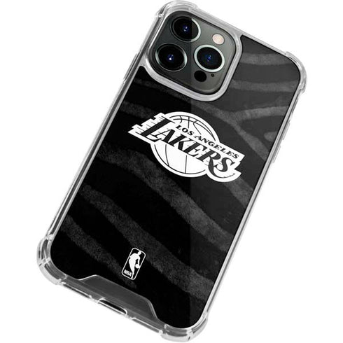 NBA Los Angeles Lakers Black Animal Print iPhone 13 Pro Clear Case