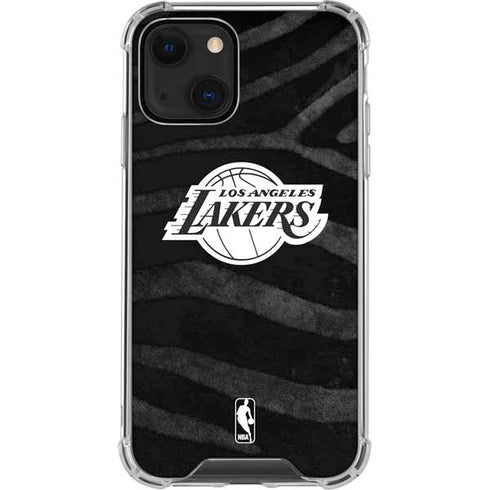 NBA Los Angeles Lakers Black Animal Print iPhone 14 Clear Case