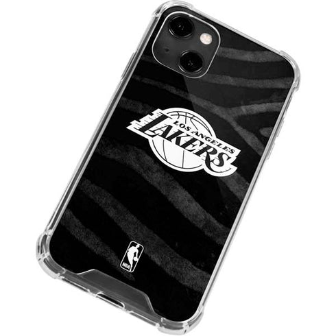 NBA Los Angeles Lakers Black Animal Print iPhone 14 Clear Case