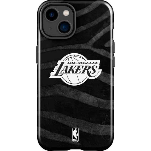 NBA Los Angeles Lakers Black Animal Print iPhone 15 Plus Impact Case