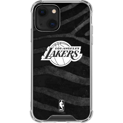 NBA Los Angeles Lakers Black Animal Print iPhone 14 Plus Clear Case