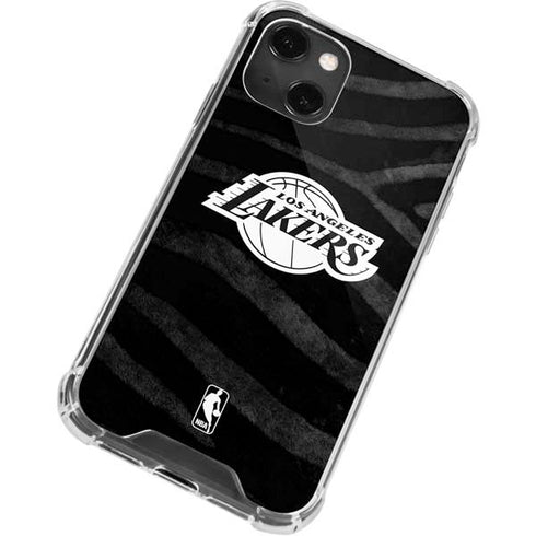 NBA Los Angeles Lakers Black Animal Print iPhone 15 Plus Clear Case