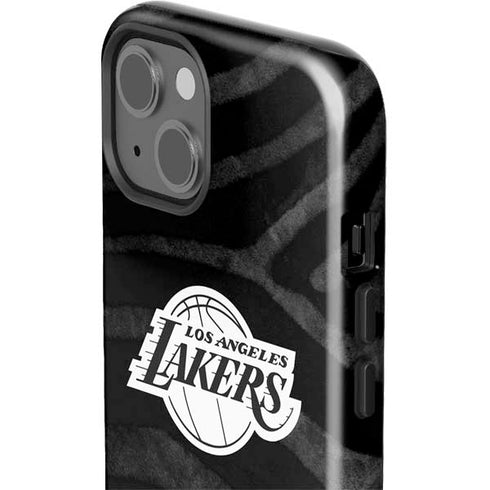 NBA Los Angeles Lakers Black Animal Print iPhone 14 Impact Case