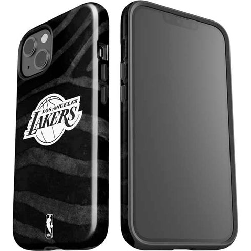 NBA Los Angeles Lakers Black Animal Print iPhone 14 Impact Case