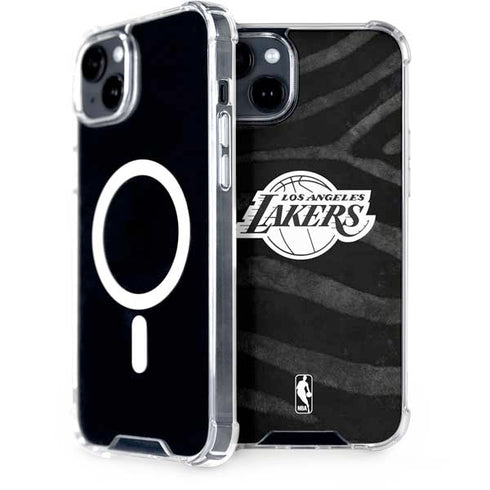 NBA Los Angeles Lakers Black Animal Print iPhone 15 Plus MagSafe Case
