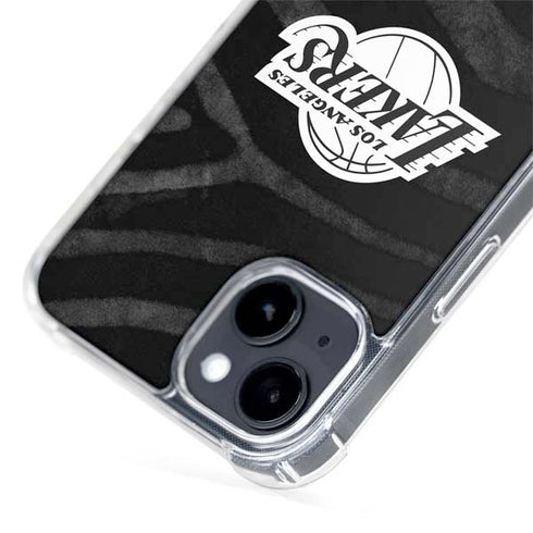 NBA Los Angeles Lakers Black Animal Print iPhone 15 Plus MagSafe Case