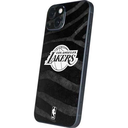 NBA Los Angeles Lakers Black Animal Print iPhone 15 Plus Skin