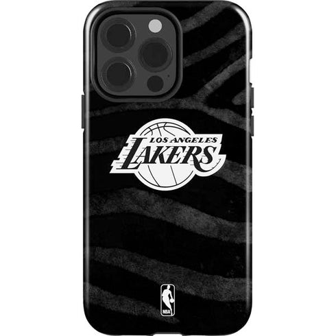 NBA Los Angeles Lakers Black Animal Print iPhone 15 Pro Impact Case