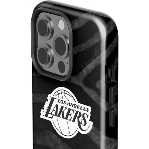 NBA Los Angeles Lakers Black Animal Print iPhone 15 Pro Impact Case