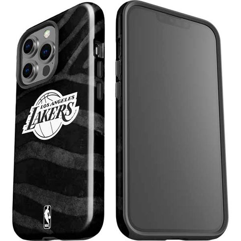 NBA Los Angeles Lakers Black Animal Print iPhone 15 Pro Impact Case