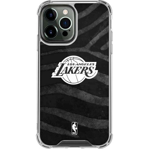 NBA Los Angeles Lakers Black Animal Print iPhone 14 Pro Max Clear Case
