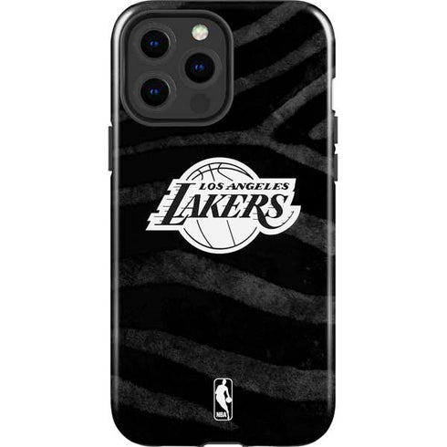 NBA Los Angeles Lakers Black Animal Print iPhone 15 Pro Max Impact Case