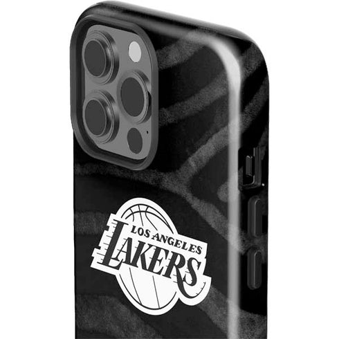 NBA Los Angeles Lakers Black Animal Print iPhone 15 Pro Max Impact Case