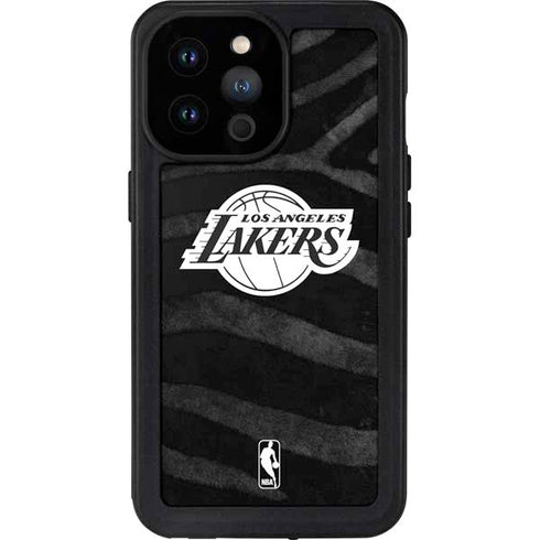 NBA Los Angeles Lakers Black Animal Print iPhone 14 Pro Max Waterproof Case